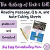 The History of Rock & Roll Reading Passage, Q & A, and Note-Taking Sheets