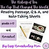 Tea history, note-taking sheets, reading comprehension, homeschool resources, grades 6-12, educational printable, tea learning activities, homeschooling curriculum, history of tea, Q&A sheets, homeschool teaching aids.