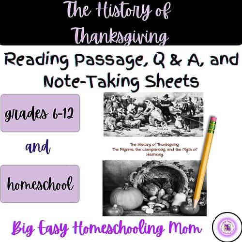 The History of Thanksgiving Reading Passage, Q & A, and Note-Taking Sheets
