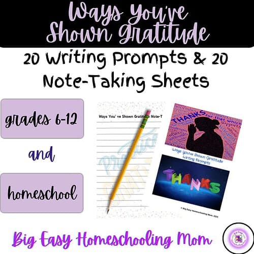 Ways You've Shown Gratitude: 20 Writing Prompts & 20 Note-Taking Sheets