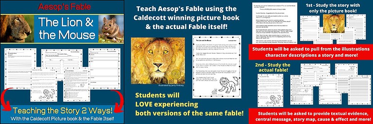 Untitled-design-2025-01-18T153712.435.jpg Lion and mouse learning activity, homeschool resource, story comprehension, early education, illustrated story, homeschool curriculum, reading activity, story analysis.