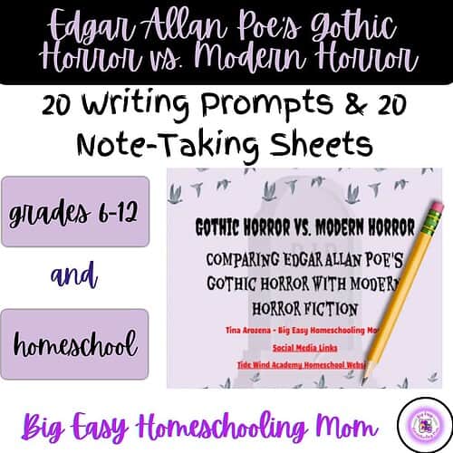 Edgar Allan Poe's Gothic Horror vs. Modern Horror Writing Prompts & Note-Taking Sheets
