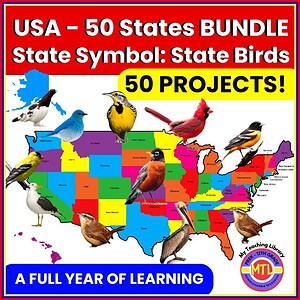 USA State Birds BUNDLE | 50 Projects | A Full-Year of Learning