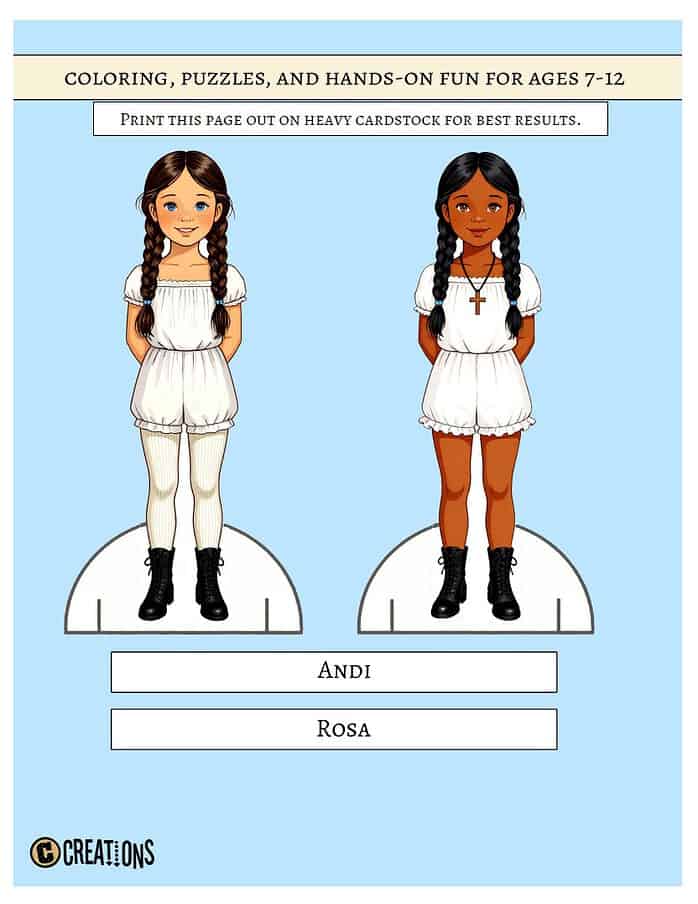 back cover Bright education activity featuring two illustrated girls for homeschooling, perfect for kids ages 7-12, focusing on coloring, puzzles, and hands-on learning resources.