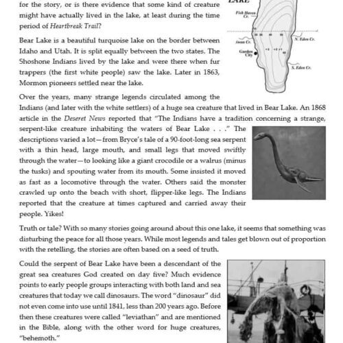 Sea monster lore, Bear Lake serpent, homeschool science resources, dinosaur history, educational activities, nature exploration, teaching archaeology, homeschool science curriculum, nature study, homeschool resources for kids.