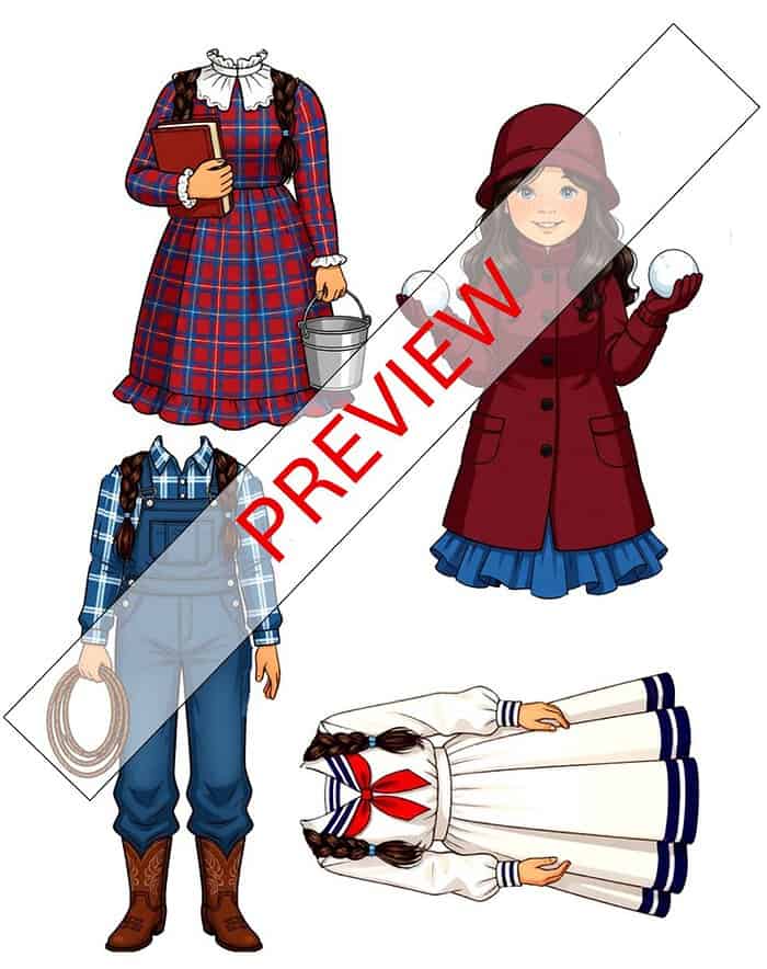 clothes 1 1. Girls dressed in historical prairie and pioneer clothing for homeschooling, featuring dresses, coats, and accessories for history lessons or dress-up activities.