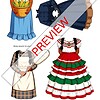 clothes 3 1. Kids dressed in traditional harvest and Christmas costumes, with detailed outfits and props, celebrating cultural heritage and holiday traditions.