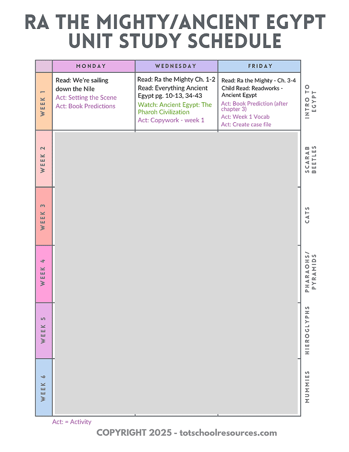 combined schedule Symbol of the educational schedule with ancient Egyptian themes, featuring hieroglyphics and Pharaoh motifs.
