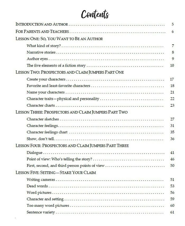 contents 1 G Encourages homeschooling and educational resource development with engaging story writing and character creation tips. Perfect for homeschool parents, teachers, and aspiring young authors.