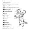 contents A vintage-style line drawing of a cowboy riding a horse, highlighting classic Western imagery for homeschool activities.