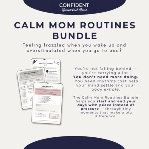 Relaxing homeschool mom routines guide for stress relief and calm start mornings, perfect for homeschooling families seeking peace and organization.