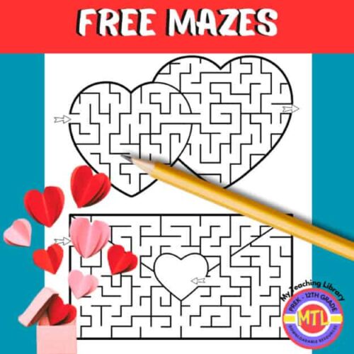 Heart-shaped maze printable for kids, homeschool resource, fun educational activity, Valentine's Day game, printable puzzles, free downloadable mazes, early learning, teaching aids, homeschool curriculum, teaching tools.
