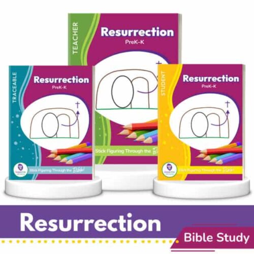 1. Homeschool Resurrection Bible Study curriculum for PreK-K focusing on teacher, student, and traceable workbook features for homeschooling families.