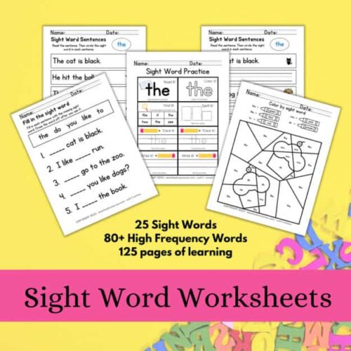 cropped-Sight-Word-Worksheets-set-Copy.jpg 25 Sight Word Worksheets for Homeschooling, Including Sight Word Practice, Color by Sight Word, and Fill-in Activities to Enhance Early Reading Skills.