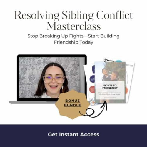 Resolving sibling conflict masterclass, conflict resolution strategies, homeschooling resource, parent guide, sibling rivalry, friendship building techniques, online family conflict management course, bonus bundle included.
