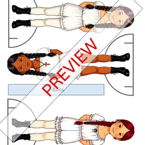 Andi, Rosa, and Jenny illustrated on a basketball court, showcasing diverse girls in homeschool education, wearing stylish outfits. Perfect for homeschool resources and learning activities.
