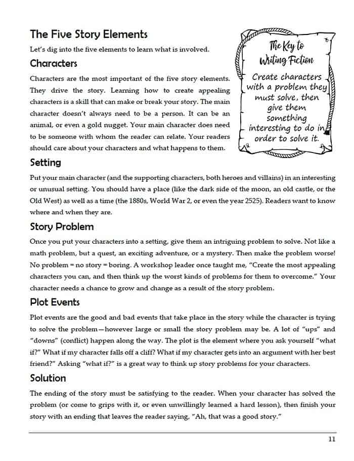 Creative writing tips for homeschool, character development, storytelling, story structure, homeschool resources, engaging story elements, plot and setting ideas.