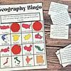 layout1 - Copy Turkey, Germany, United States, Thailand map matching the country clues for homeschool geography bingo game.
