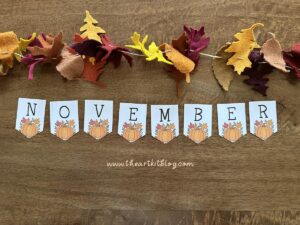 Printable November Banner, Fall Garland Decor, Thanksgiving Burlap Style Banner, Autumn Letters Sign, DIY Fall Homeschool Decor