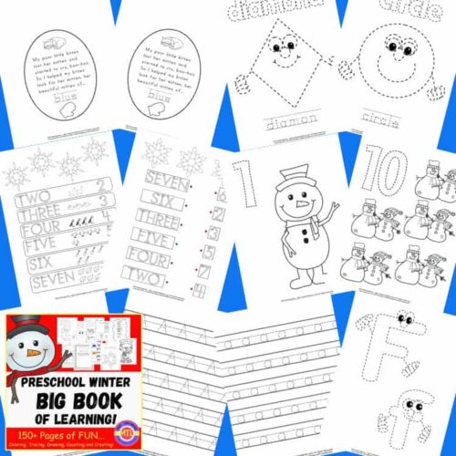 preschool big book 1 Counting and number tracing worksheets for preschoolers promoting early math skills and handwriting practice at Homeschool Resource Co.