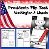 wy-161-b.jpg Presidents flip book for Washington and Lincoln, educational printable resource for homeschool learning, featuring patriotic American history activities and engaging coloring pages for kids.