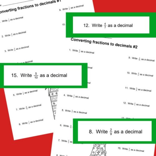 Fractions to decimals worksheet for homeschool math, converting fractions to decimals, educational resources for homeschooling, fraction to decimal practice for homeschool learners.