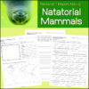 Natatorial mammals research activity worksheet for homeschool science lessons.