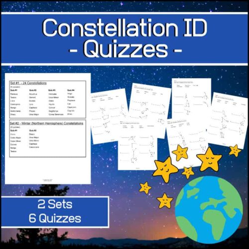 Constellation ID and astronomy quiz resources for homeschool science and astronomy education, featuring printable constellation quizzes, perfect for homeschooling science curriculum.