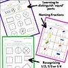 z-328-LearningFractions-2.jpg Fraction recognition and coloring worksheets for homeschool, teaching equivalent fractions, naming fractions, and distinguishing between 1/2, 1/3, and 1/4 – perfect for homeschool learning resources.