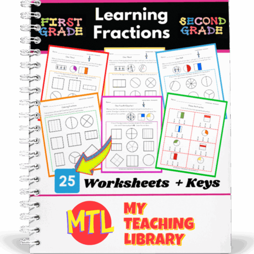 z-328-LearningFractions-cover.png 25 homeschool math worksheets on fractions with keys for elementary grades and guided practice for effective homeschooling.