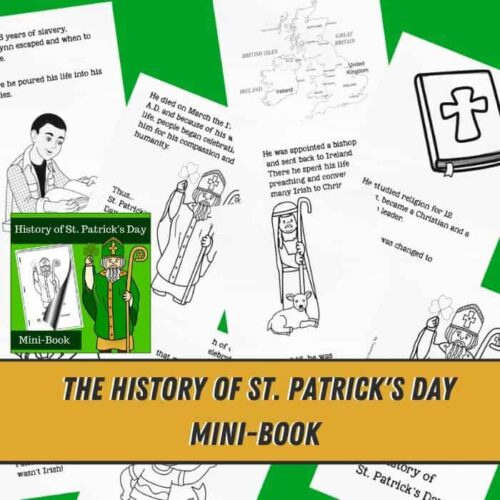 1. Printable St. Patrick's Day history mini-book for homeschool learning, ideal for kids to explore Irish traditions, history, and celebrations with engaging activities and illustrations.