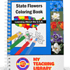 z-494-State-Flowers-Coloring-Book.png State flowers coloring book for homeschool resources, educational activity for preschool to 12th grade students learning about U.S. state flowers with coloring pages and visual aids.