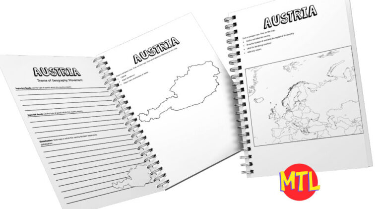 zy454-Austria-5-themes-of-geography-notebooking-country-d.jpg Austria geography worksheet with map and facts for homeschooling, ideal for geography lessons, curriculum, and homeschool resources.
