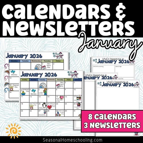 Editable January Calendars & Classroom Newsletters Grades K–2 sampling of what is included