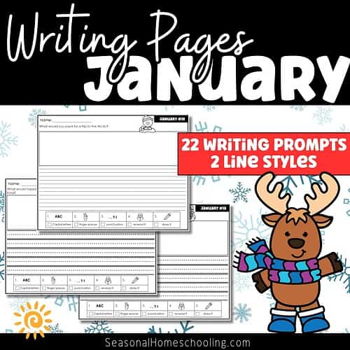 January Writing Prompts | Winter Journal Pages | New Year Writing Activities sampling of what is included