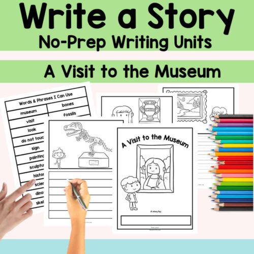 Coloring pages and writing units for homeschool science and history, featuring museum visit themes, dinosaur worksheets, and art activities for kids. Ideal for homeschooling resources and educational activities.