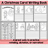188 A Christmas Carol writing activity worksheet for homeschoolers, ideal for practicing retelling, dictation, or narration with engaging illustrations and vocabulary building exercises.