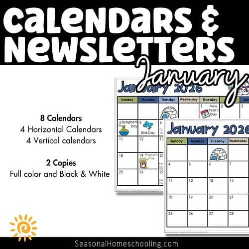 Editable January Calendars & Classroom Newsletters Grades K–2 sampling of what is included