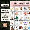 3 1. Library scavenger hunt printable for homeschooling, engaging children with picture-based items inside a library to boost reading and learning.