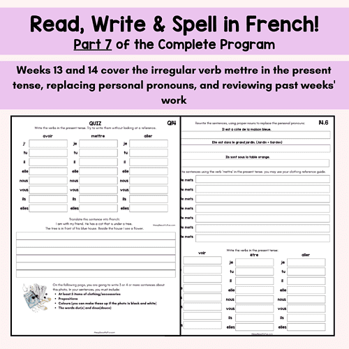 389 French Writing Reading and Spelling Program for FSL Unit 7