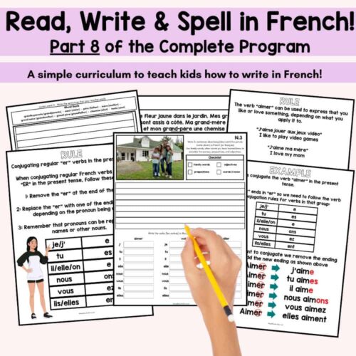 1. Printable French language worksheets for kids learning to read, write, and spell in French, including verb conjugation and grammar activities.