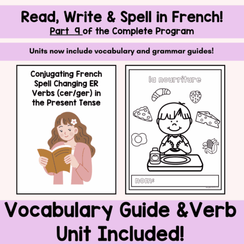 fsl 1. French vocabulary and grammar guide for conjugating ER verbs in present tense, perfect for homeschool French language learning resources.