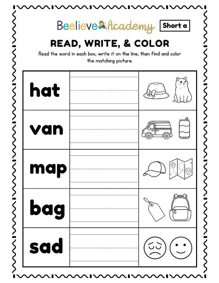44 Coloring worksheet for early literacy skills with sight words and matching pictures for homeschooling and educational activities.