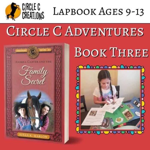 Engaging homeschool lapbook activity for ages 9-13 featuring "Family Secret" book by Andrea Carter, designed by Circle C Creations. Perfect for homeschooling curriculum enrichment and educational fun.