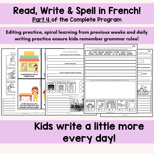 French Writing Lessons kids French Writing Reading and Spelling Program for FSL Unit 4