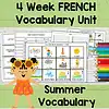 French summer vocab Kids doing French summer vocabulary activities including words for weather, seasons, and summer-related items, designed for homeschool learning and language immersion.