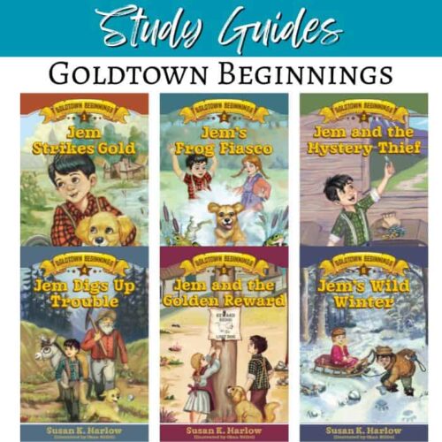 Engaging homeschool study guides for beginner readers based on the Goldtown Beginnings series, promoting early literacy, adventure, and moral lessons for homeschooling families.