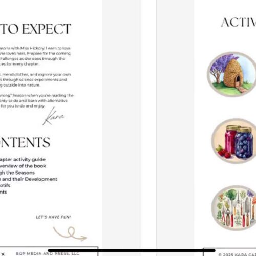 1. Printable homeschool activity guide covering seasons, themes, key characters, and literacy elements for homeschooling. Perfect for parents and educators.