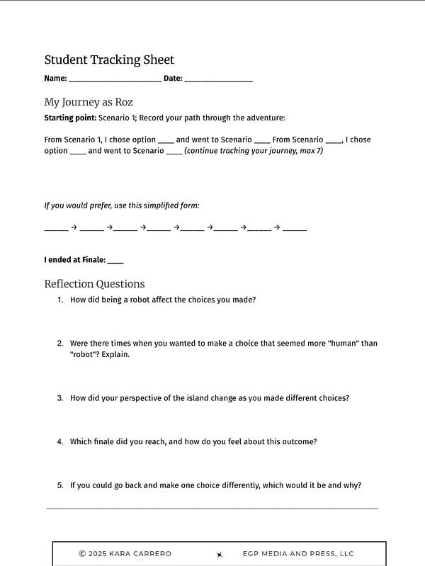Robot student tracking sheet for homeschool resource co, learning activity, educational printables, homeschool planning.