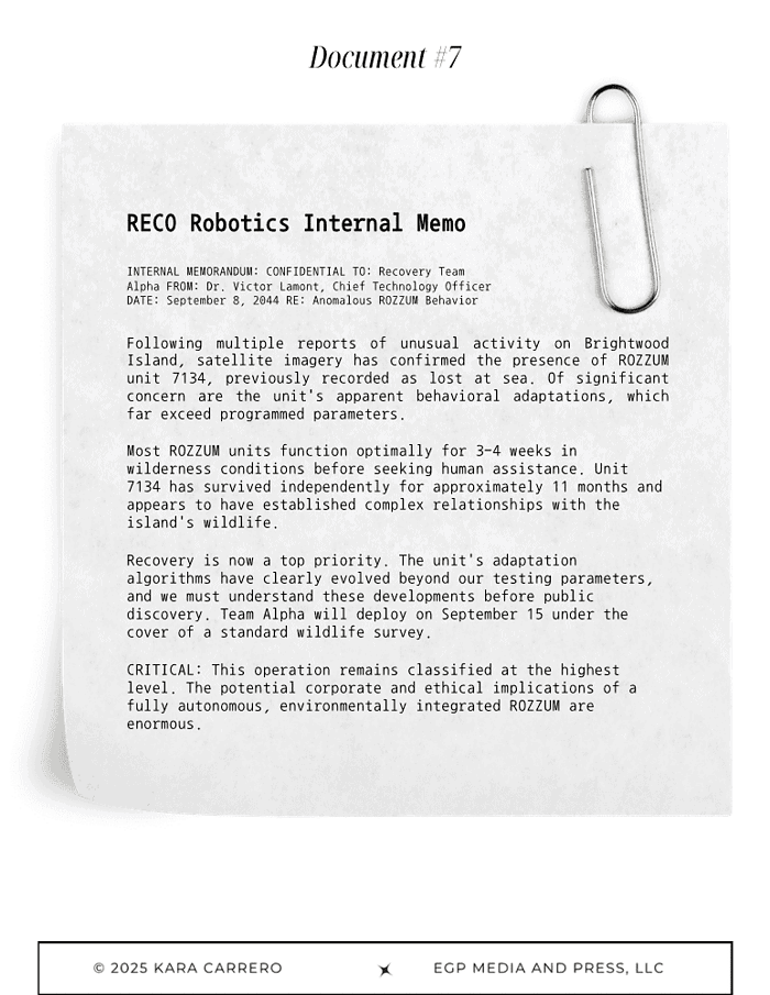 Mock-Primary-source-documents.pdf-35.png A close-up of a confidential internal memo printed on white paper with a paperclip attached, related to homeschooling resources and educational robotics.